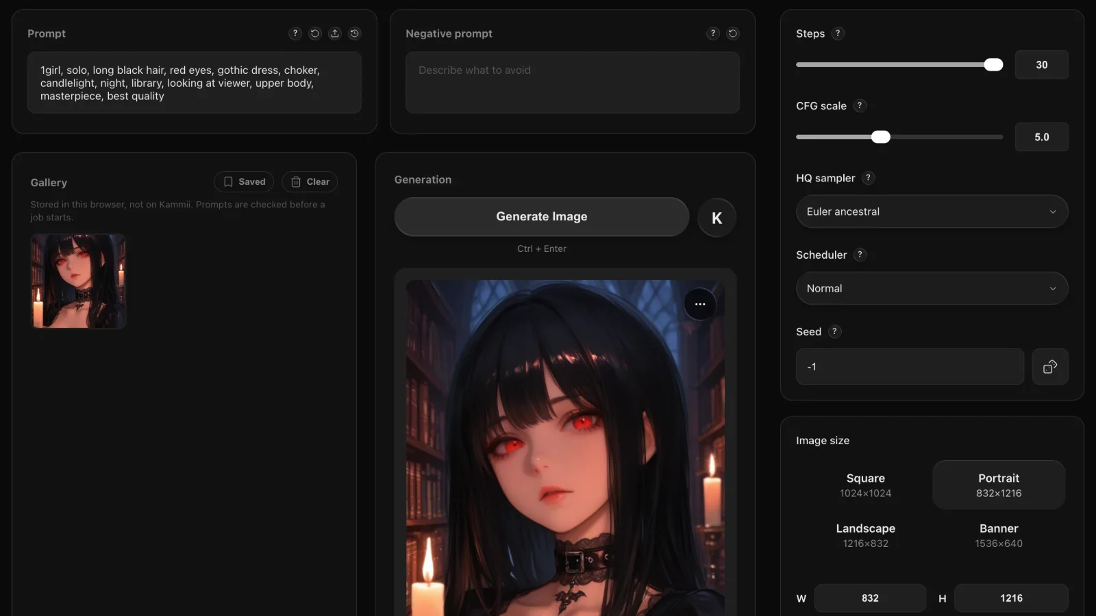 The Kyrune generator with a finished picture